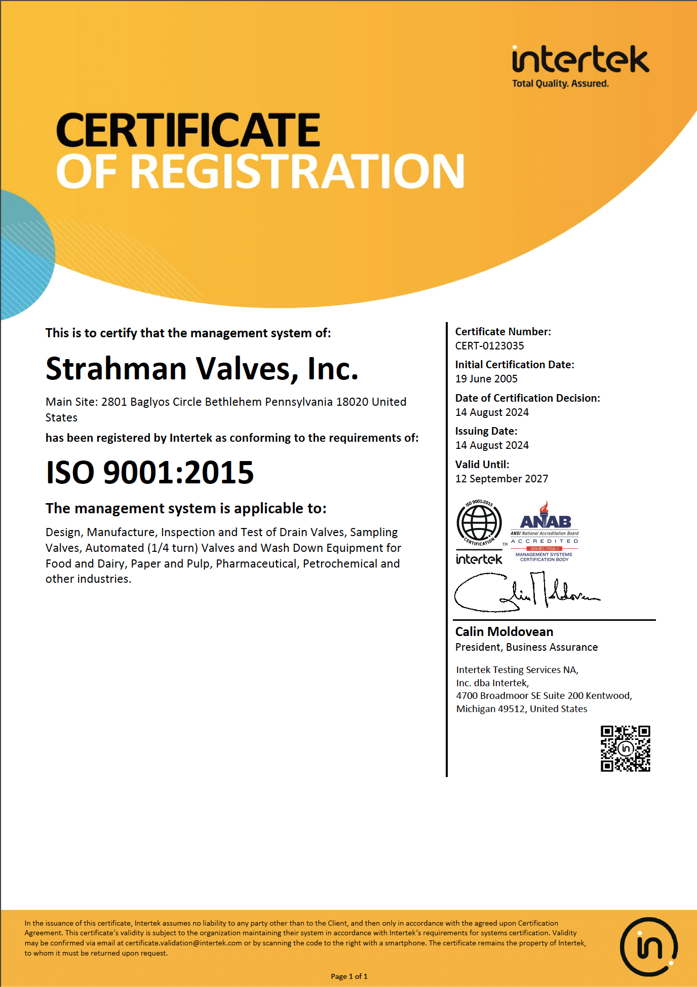 ISO 9001:2015 Certificate